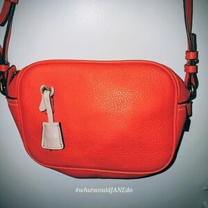 J. Crew Orange Full Grain Leather Crossbody Bag